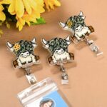 Brighten Your Workday with a Personalized Highland Cow Sunflower Badge Reel – Custom Name Acrylic Holder for Nurses, Teachers & Cow Lovers - Image 2