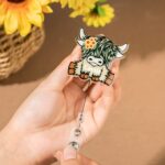Brighten Your Workday with a Personalized Highland Cow Sunflower Badge Reel – Custom Name Acrylic Holder for Nurses, Teachers & Cow Lovers - Image 4