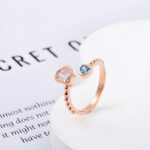 Embrace Eternal Bonds – Custom Double Heart Birthstone Ring – A Cherished Treasure for Mom, Grandma, and Daughter - Image 2