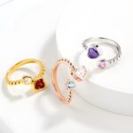 Embrace Eternal Bonds – Custom Double Heart Birthstone Ring – A Cherished Treasure for Mom, Grandma, and Daughter - Image 4
