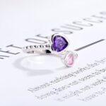 Custom double heart birthstone ring for cherished connections