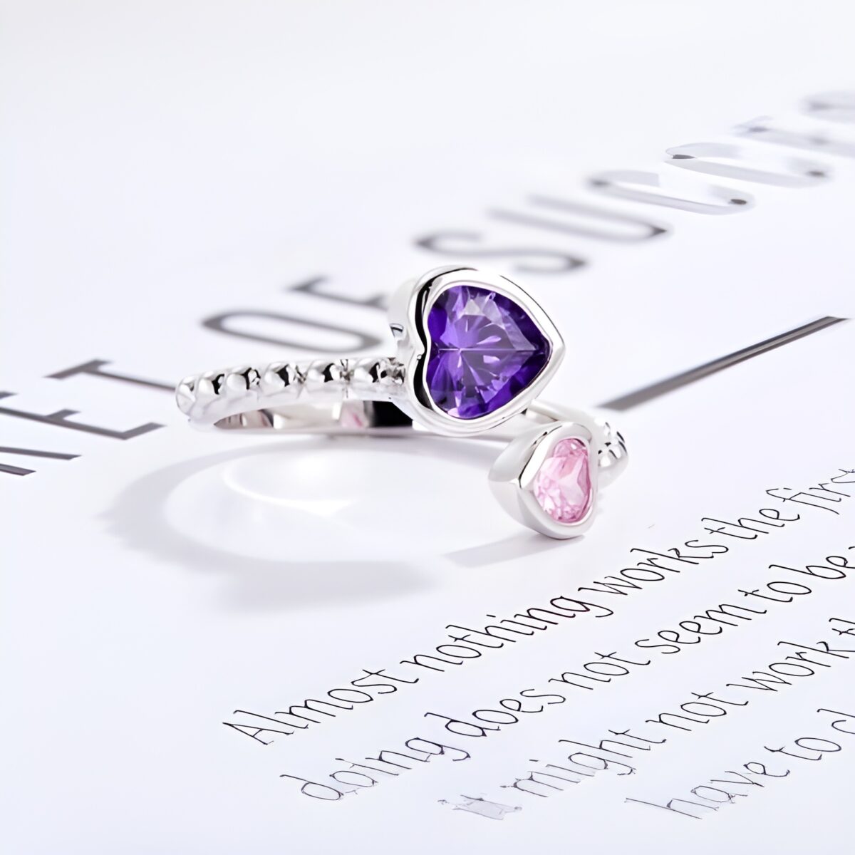 Custom double heart birthstone ring for cherished connections