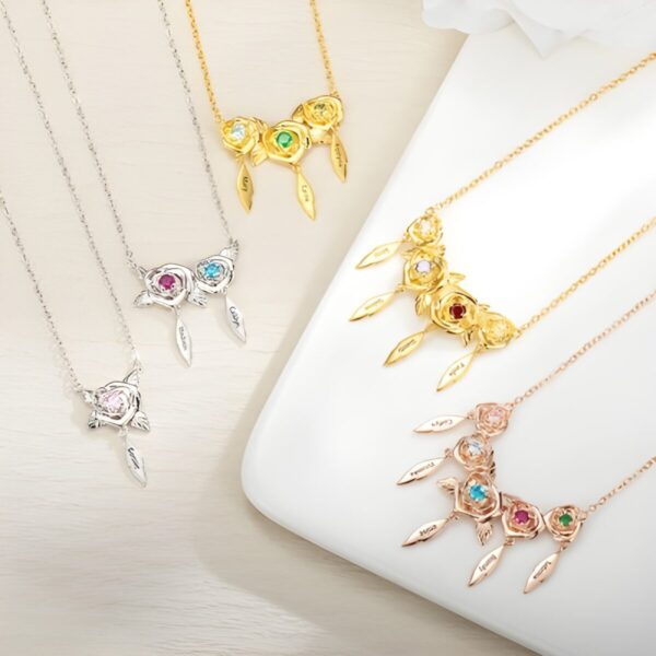 Custom rose and birthstone necklace for loved ones