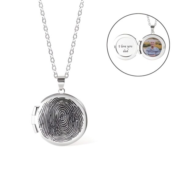 Fingerprint photo locket necklace for cherished memories