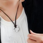 Carry Their Names Close – Engraved Family Circle Pendant Necklace with Leather Strap – For Dad’s Special Moments - Image 2