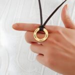 Carry Their Names Close – Engraved Family Circle Pendant Necklace with Leather Strap – For Dad’s Special Moments - Image 3