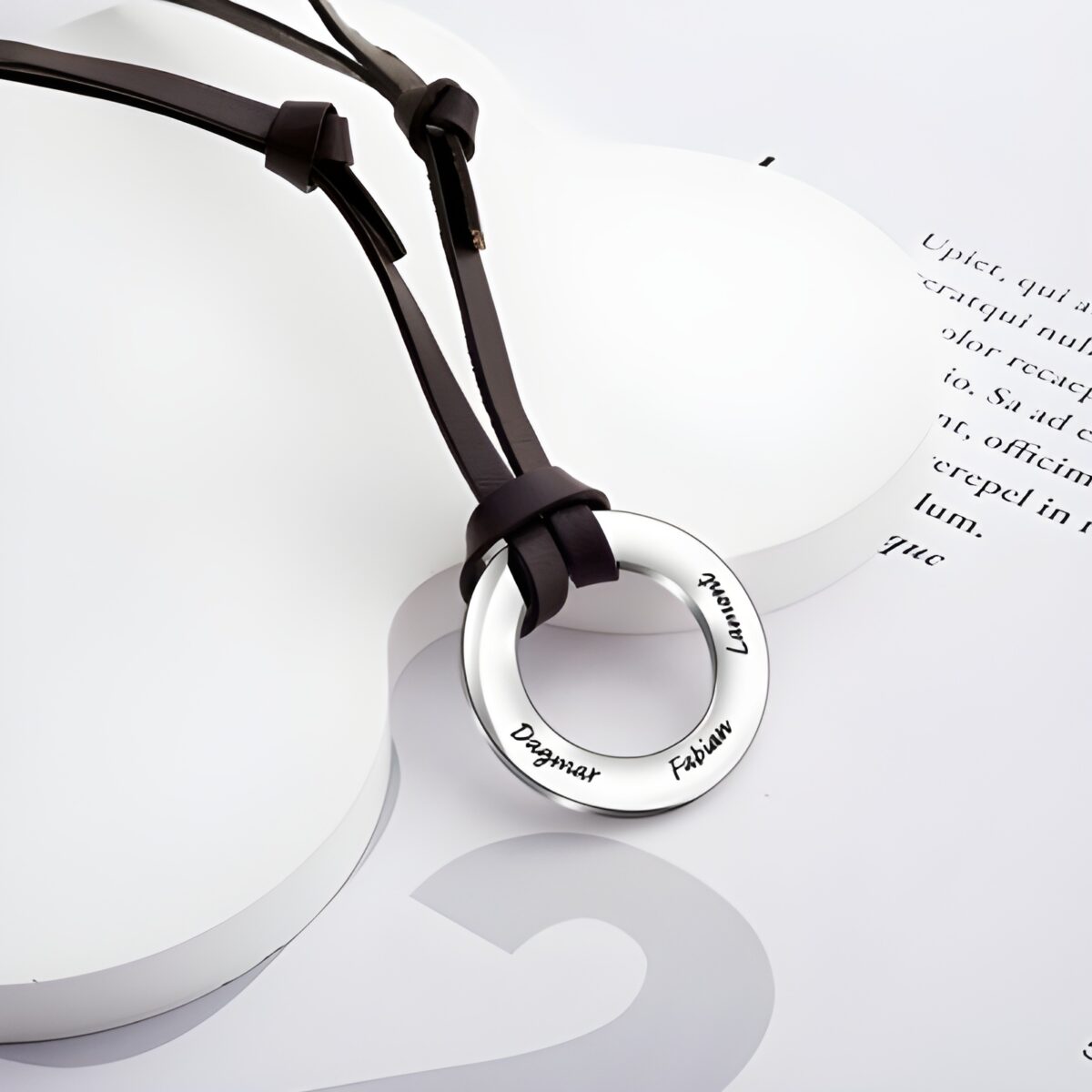 Engraved family circle pendant necklace for Dad