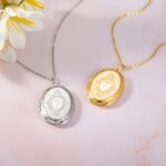 Carry Your Story Close – Engraved Birth Flower Oval Locket Necklace – A Cherished Treasure for Mom and Loved Ones - Image 3