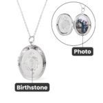 Carry Your Story Close – Engraved Birth Flower Oval Locket Necklace – A Cherished Treasure for Mom and Loved Ones - Image 8