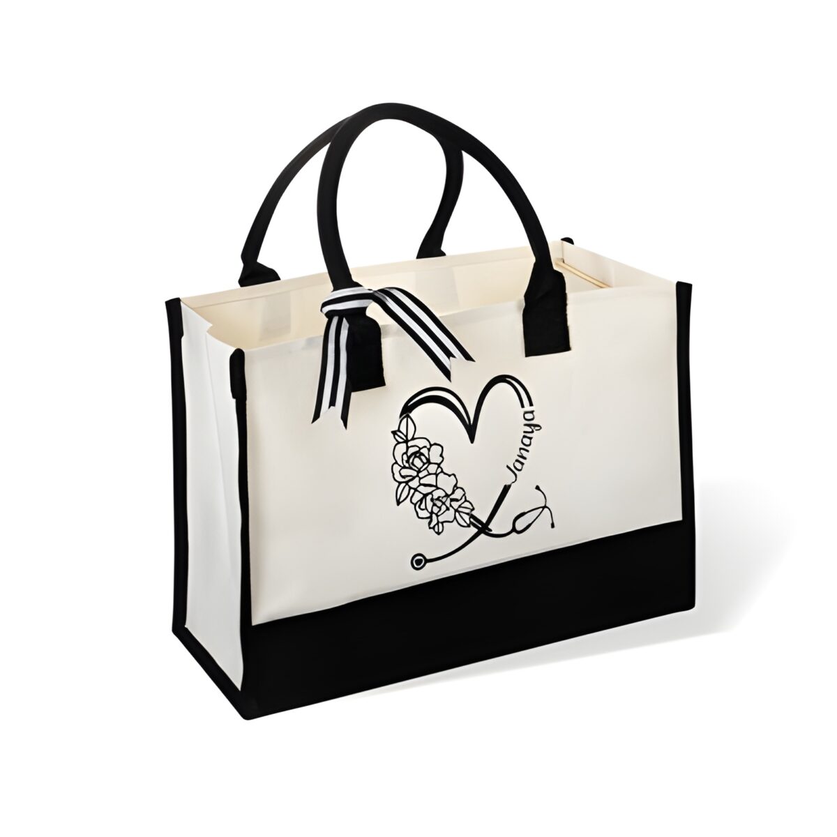 Personalized stethoscope heart tote bag for healthcare professionals