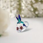 Embrace Grace and Freedom – Custom Hummingbird Ring with Red Bell Flower – A Cherished Treasure for Her - Image 3