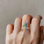 Embrace Grace and Freedom – Custom Hummingbird Ring with Red Bell Flower – A Cherished Treasure for Her - Image 5
