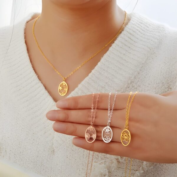 Engraved birth flower necklace celebrating personal stories