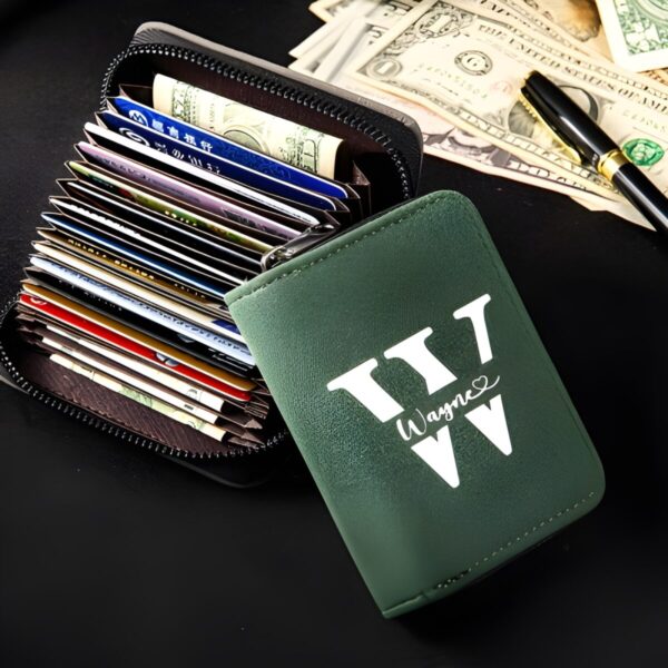 Personalized men's card holder with name and initial