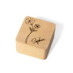 Embrace Your Love Story – Handcrafted Wooden Birth Flower Ring Box – For Couples Celebrating Forever - Image 13