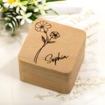 Embrace Your Love Story – Handcrafted Wooden Birth Flower Ring Box – For Couples Celebrating Forever - Image 5
