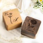 Embrace Your Love Story – Handcrafted Wooden Birth Flower Ring Box – For Couples Celebrating Forever - Image 7