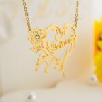 Embrace Love's Bloom – Custom Heart Necklace with Birthflower & Birthstone – A Cherished Keepsake for Mom, Sister, or Friend - Image 2