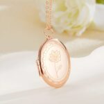 Carry Love Close – Custom Photo & Birth Flower Oval Locket Necklace – A Tender Gift for Mom and Her Special Moments - Image 7