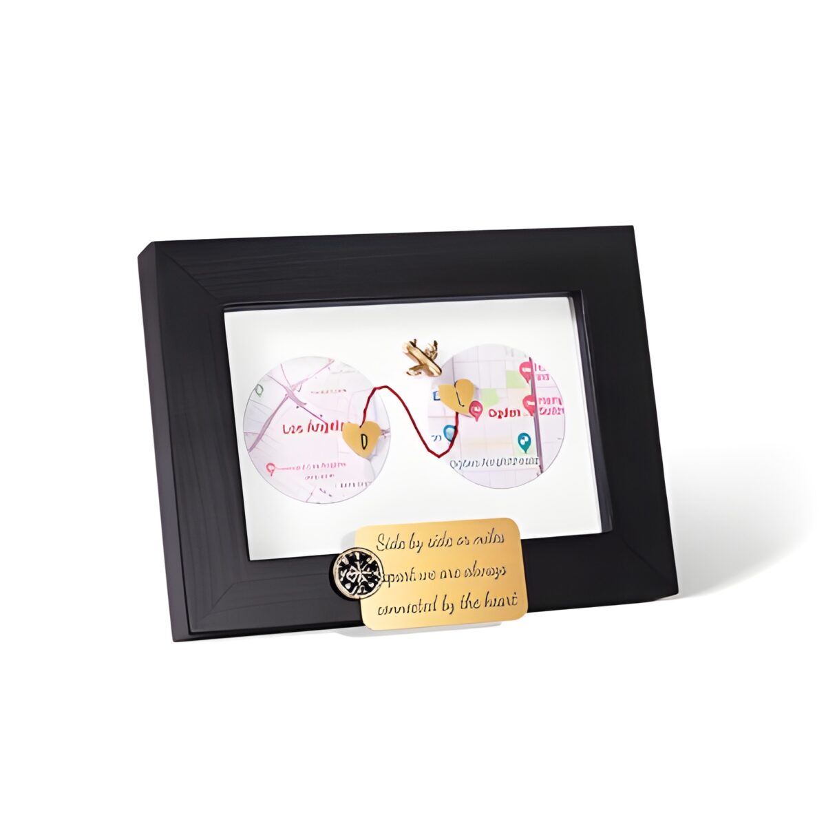 Personalized dual map frame for couples' love story