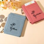 Carry Your Story – Birth Flower Leather Wallet – A Cherished Keepsake for Her Special Day - Image 3