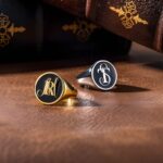 Personalized initials stacked signet ring for meaningful connections