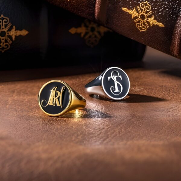 Personalized initials stacked signet ring for meaningful connections