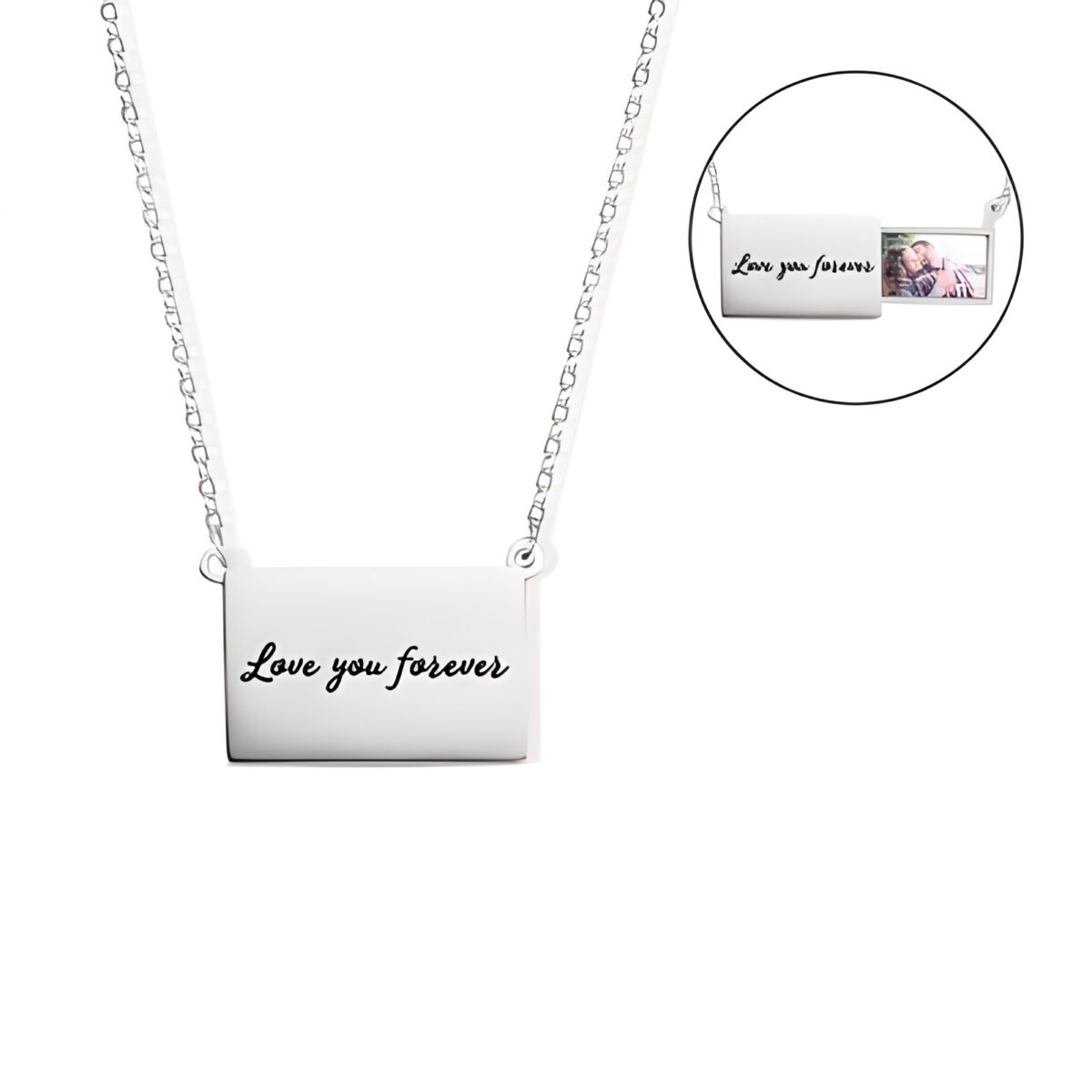 Custom engraved photo locket necklace for cherished memories