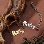 Custom name cowboy hat bracelet with birthstone