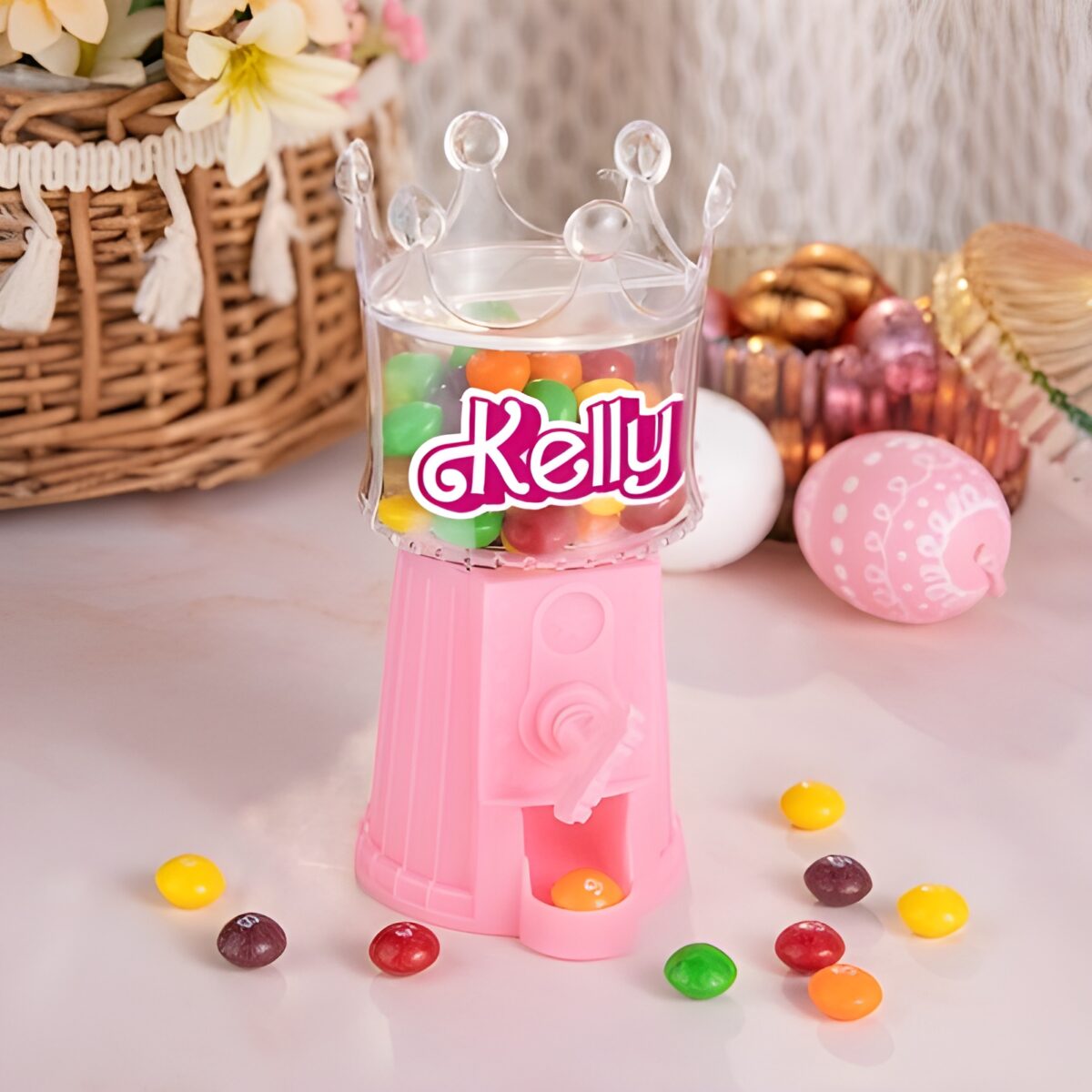 Personalized Pink Candy Dispenser for Easter joy