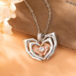 Embrace New Life – Birthstone Footprint Necklace Cradled by Loving Hands – A Tender Keepsake for New Moms - Image 4