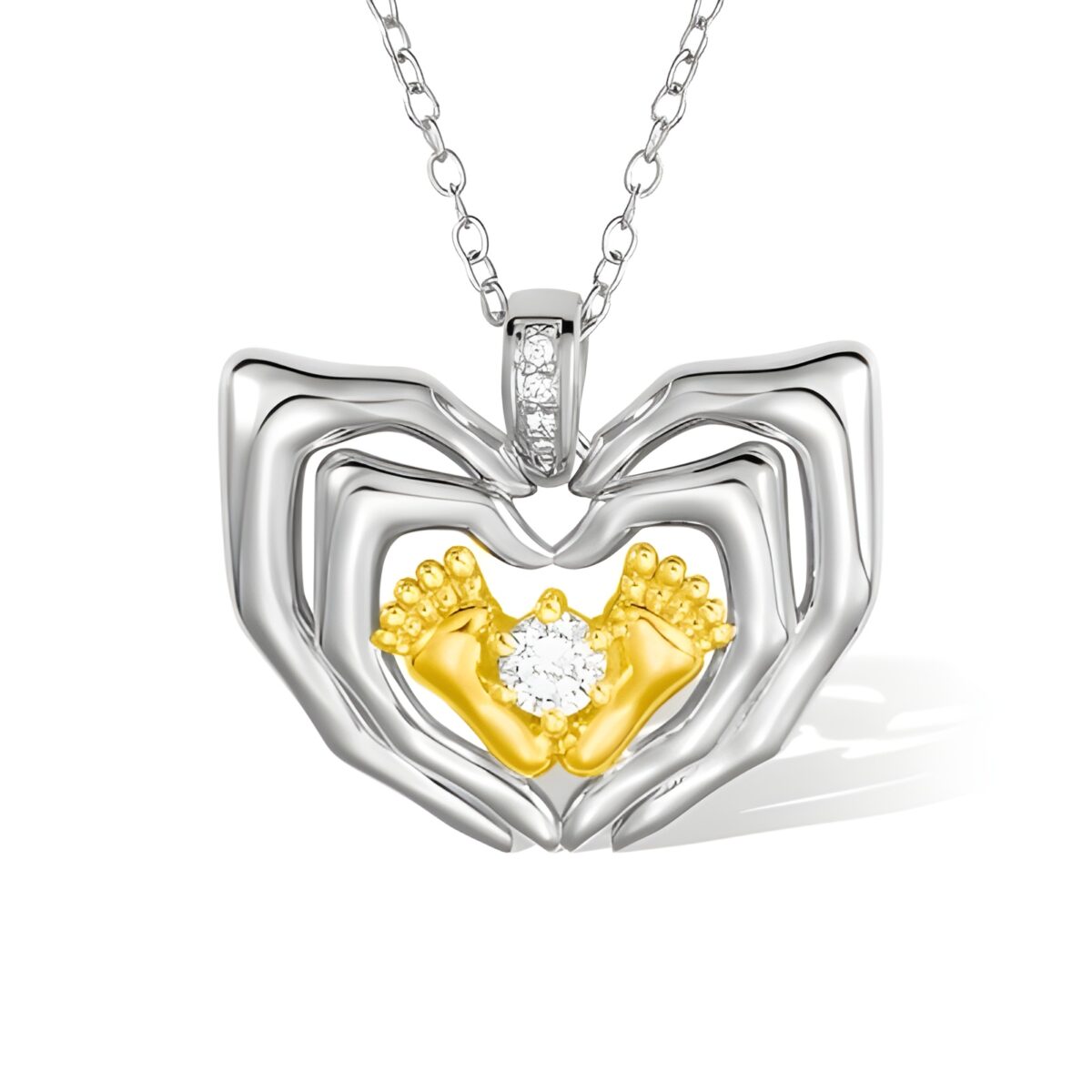 Birthstone footprint necklace for new moms