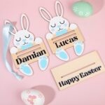 Personalized Easter Bunny Money Holder – Custom Wooden Cash Stand For Baskets, Parties & Gifts - Image 3