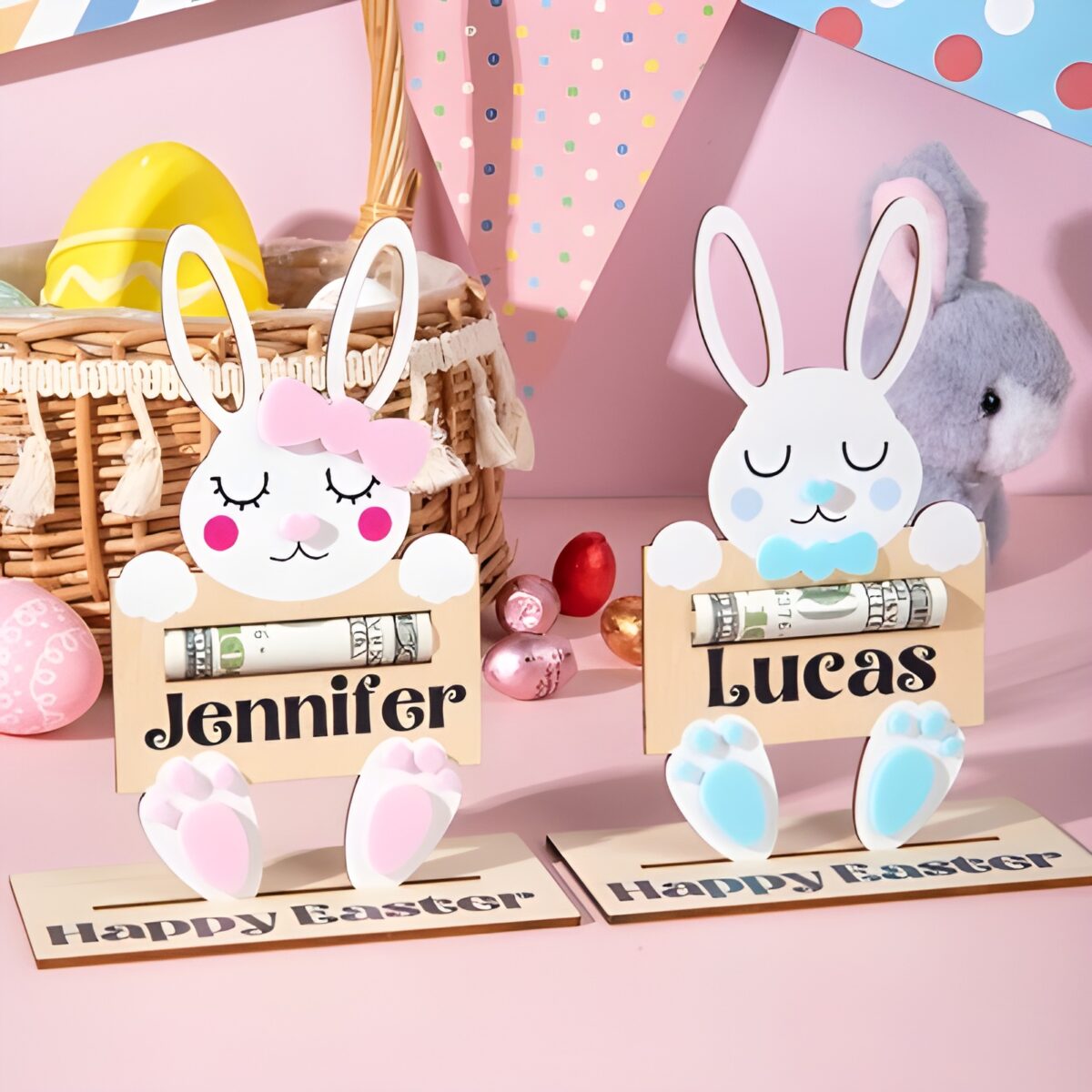 Personalized Easter Bunny Money Holder for cash gifts