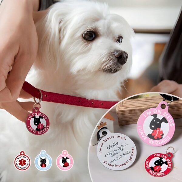 Personalized pet medical alert ID tag for dogs and cats