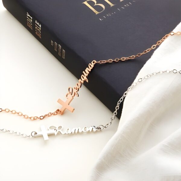 Personalized cross name bracelet for meaningful moments