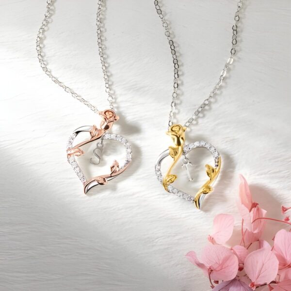 Custom initial rose heart necklace for special moments