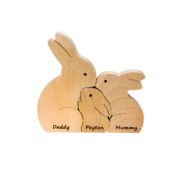 Custom wooden bunny family puzzle for Easter joy