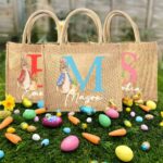 Personalized Peter Rabbit Jute Tote – Custom Bunny Bag With Initial & Name For Easter Candy, Eggs & Gifts - Image 2