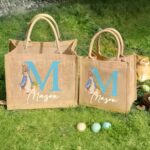 Personalized Peter Rabbit Jute Tote – Custom Bunny Bag With Initial & Name For Easter Candy, Eggs & Gifts - Image 6