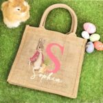 Personalized Peter Rabbit Jute Tote – Custom Bunny Bag With Initial & Name For Easter Candy, Eggs & Gifts - Image 7