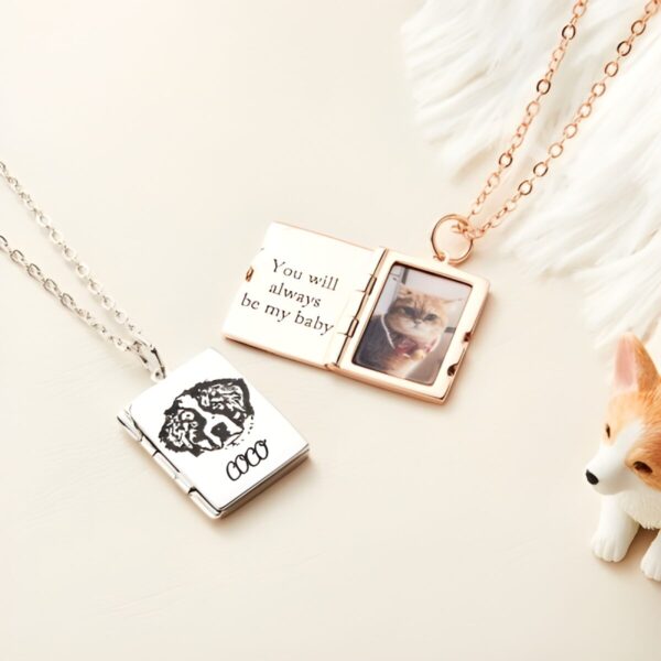 Custom pet portrait locket necklace for cherished memories