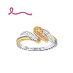 Custom breast cancer ribbon ring symbolizing strength