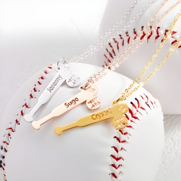 Custom baseball bat pendant necklace for her