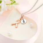 Embrace Strength and Hope – Sterling Silver Initial Breast Cancer Survivor Necklace – For Her Courageous Journey - Image 3