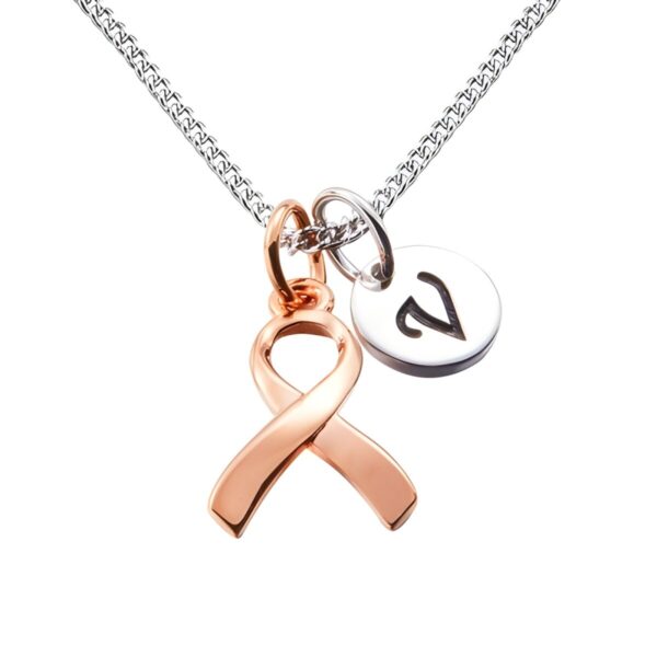 Personalized breast cancer survivor necklace with initial
