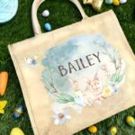 Personalized Easter Bunny Jute Bag – Custom Name Watercolor Tote For Egg Hunts, Candy & Gifts - Image 4
