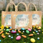 Personalized Easter Bunny Jute Bag – Custom Name Watercolor Tote For Egg Hunts, Candy & Gifts - Image 5