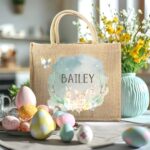 Personalized Easter Bunny Jute Bag for egg hunts