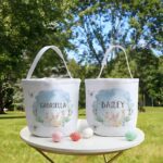 Easter Bunny Watercolor Bucket Bag – Custom Name Canvas Tote For Egg Hunts & Spring Gifts - Image 3